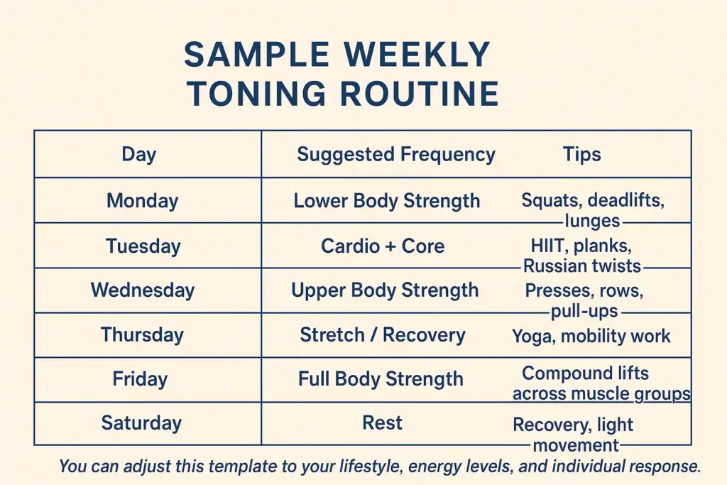 Achieving the Perfect Tone: How Often Should You Exercise for Results? 4 Weekly exercise Newmarket plan graphic