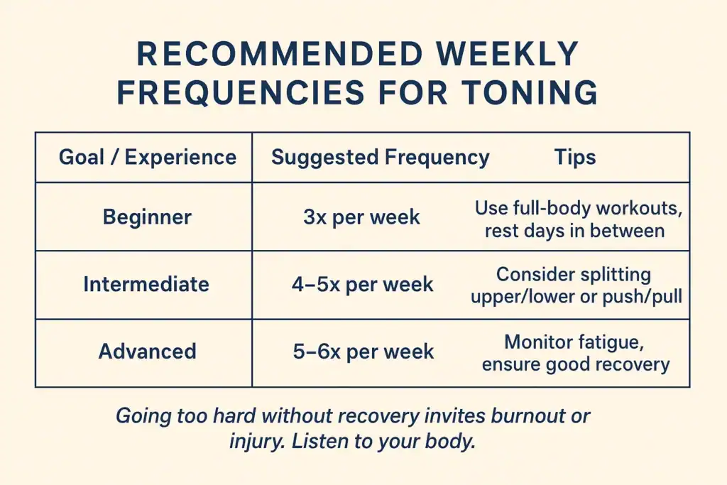 Achieving the Perfect Tone: How Often Should You Exercise for Results? 2 Graphic to show how often you should do exercise to help with toning Newmarket
