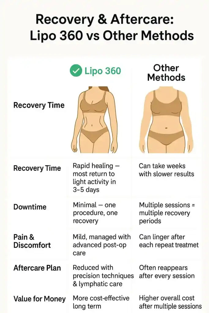 Recovery and Aftercare for Fat-Dissolving Surgery 2 Table to show fat dissolving injection aftercare Newmarket