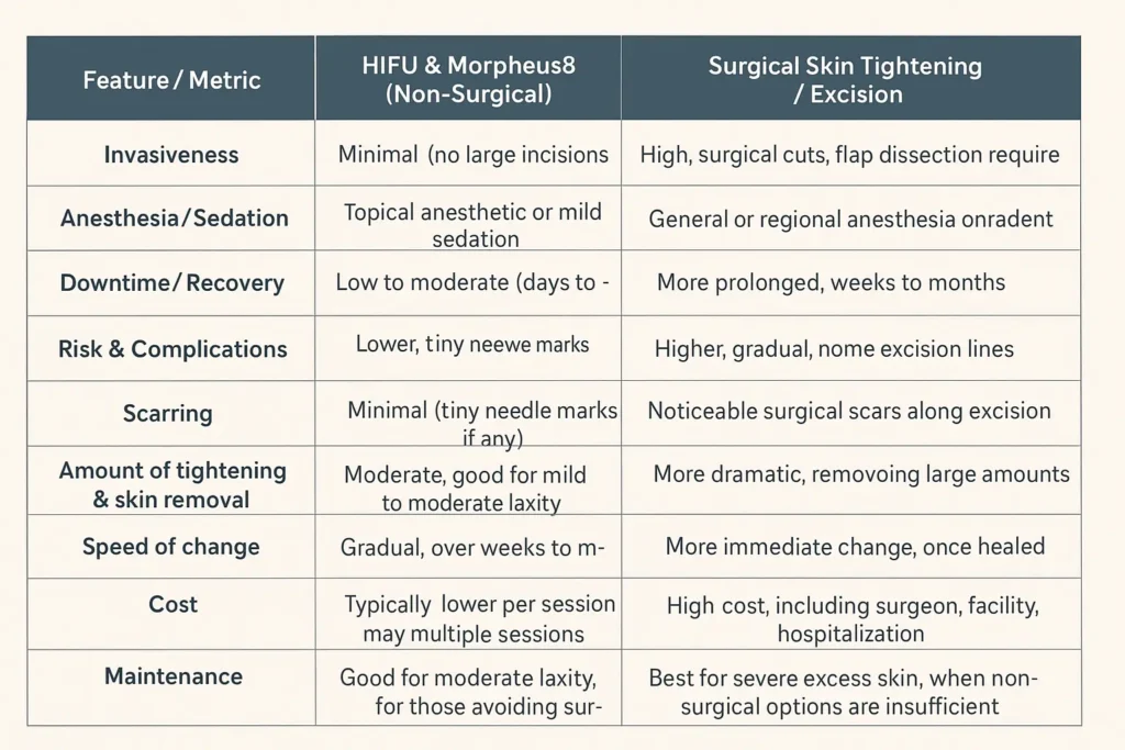 The Science of Skin Tightening 2 Table of skin tightening Newmarket benefits compared to surgical options